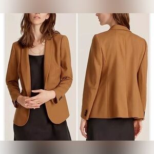 J Crew Willa Blazer Virgin Wool Blend Italian Fabric Size 16 Camel Classic